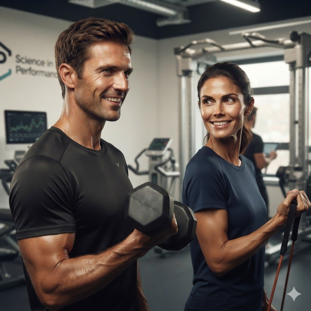 Couple en séance sportive — nutrition sportive.